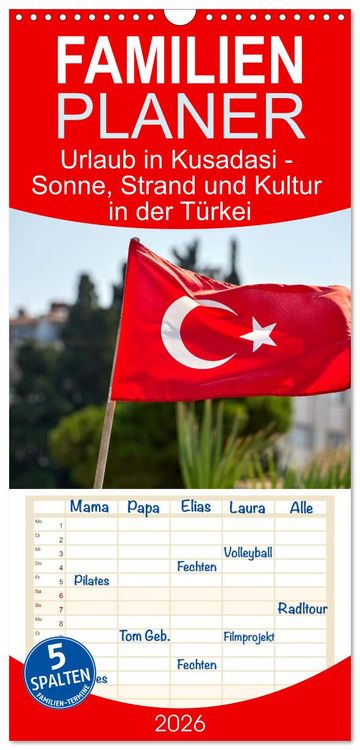 Produktbild: Familienplaner 2026 - Urlaub in Kusadasi - Sonne, Strand und Kultur in der T&uuml;rkei mit 5 Spalten (Wandkalender, 21 x 45 cm) CALVENDO