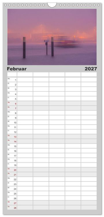 Produktbild: Familienplaner 2027 - Hamburgs Hafenlichter mit 5 Spalten (Wandkalender, 21 x 45 cm) CALVENDO