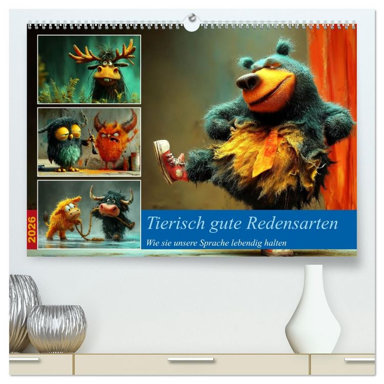 Produktbild: Tierisch gute Redensarten (hochwertiger Premium Wandkalender 2026 DIN A2 quer), Kunstdruck in Hochglanz