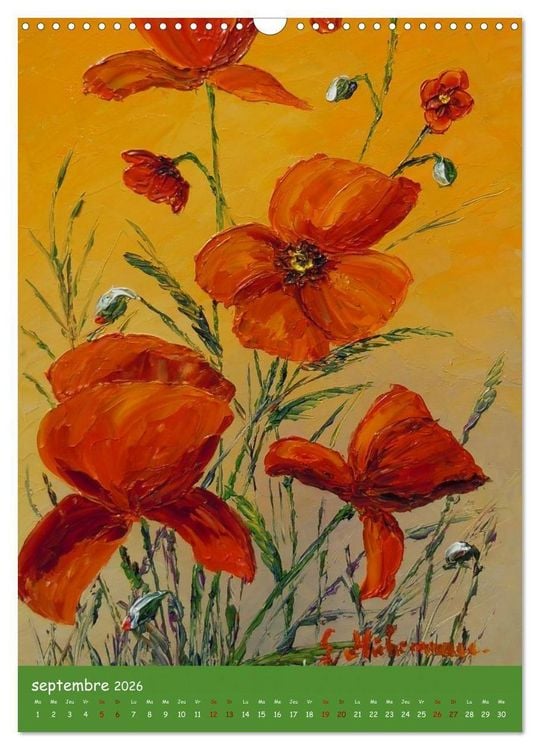 Produktbild: Coquelicots en peinture (Calendrier mural 2026 DIN A3 horizontal), CALVENDO calendrier mensuel