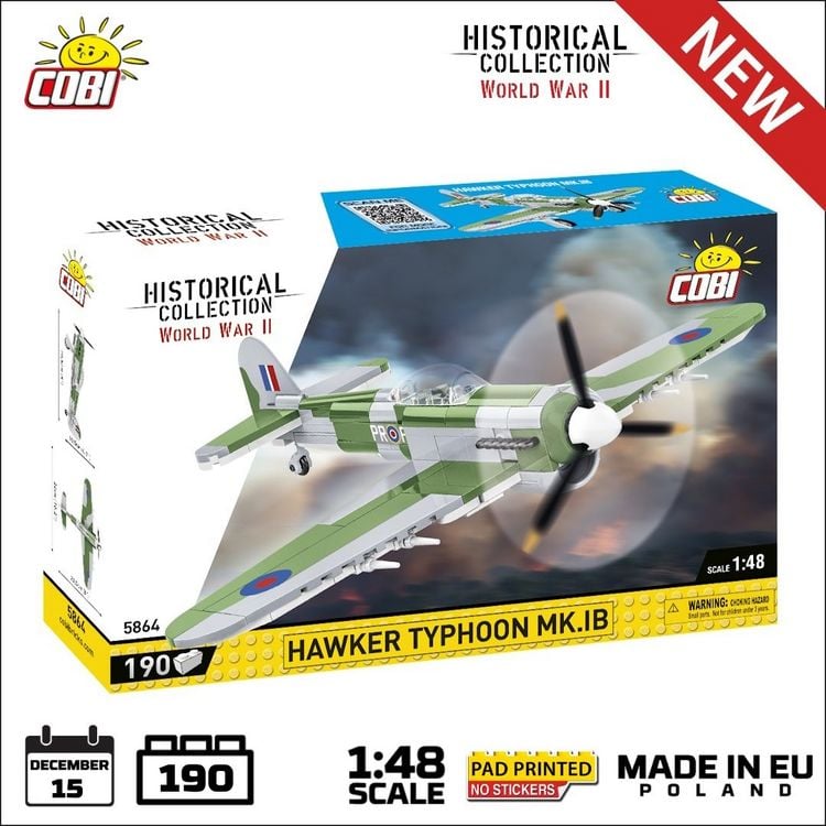 Produktbild: COBI Historical Collection 5864 - Hawker Typhoon NK.IB, WWII, 190 Klemmbausteine