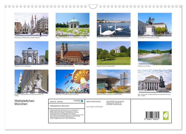 Produktbild: Weltst&auml;dtchen M&uuml;nchen (Wandkalender 2026 DIN A3 quer), CALVENDO Monatskalender