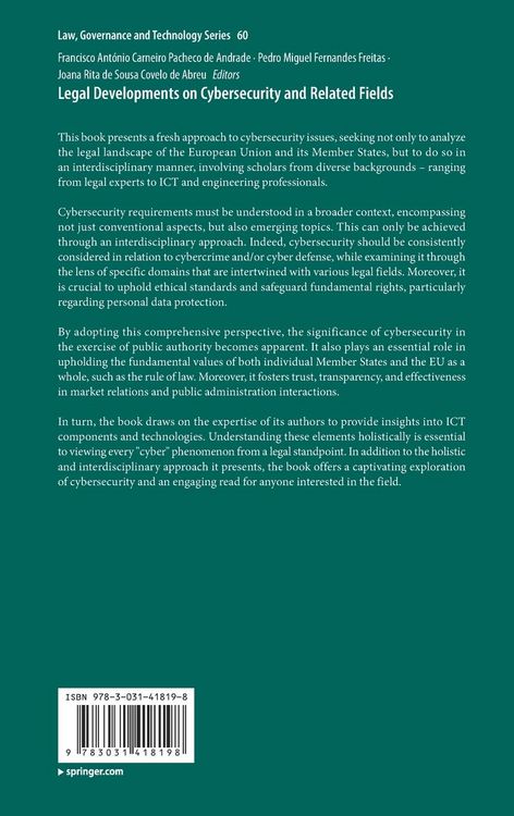 Produktbild: Legal Developments on Cybersecurity and Related Fields