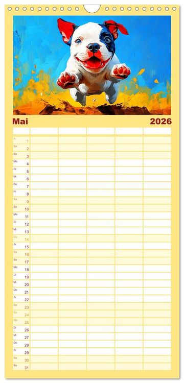 Produktbild: Familienplaner 2026 - Pit Bulls und Familie. Bunte Bull Breed Sch&ouml;nheiten mit 5 Spalten (Wandkalender, 21 x 45 cm) CALVENDO