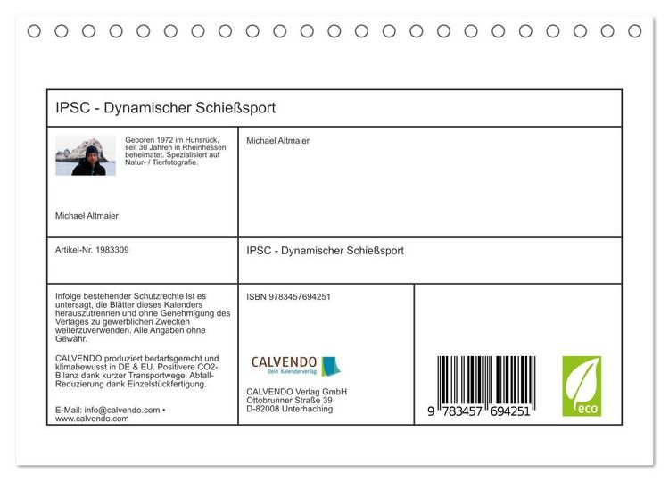 Produktbild: IPSC - Dynamischer Schie&szlig;sport (Tischkalender 2026 DIN A5 quer), CALVENDO Monatskalender