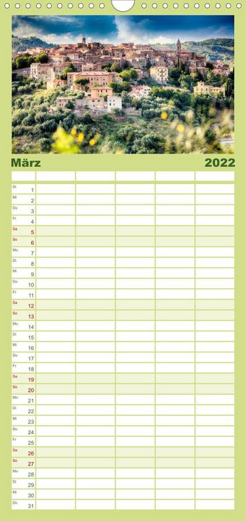 Produktbild: Familienplaner Toskana - sp&uuml;r den Sommer (Wandkalender 2022 , 21 cm x 45 cm, hoch)