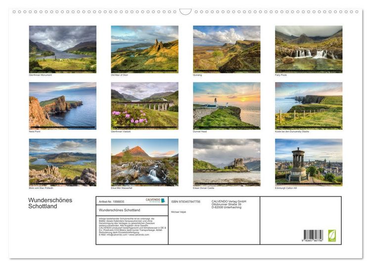 Produktbild: Wundersch&ouml;nes Schottland (Wandkalender 2026 DIN A2 quer), CALVENDO Monatskalender