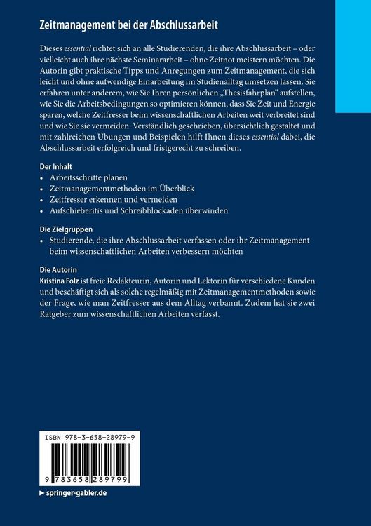 Produktbild: Zeitmanagement bei der Abschlussarbeit