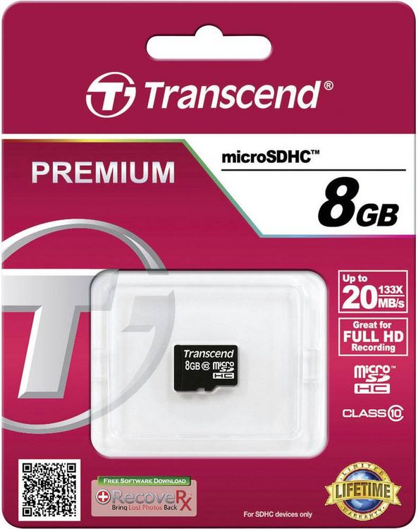 Produktbild: Transcend Premium microSDHC-Karte Industrial 8 GB Class 10