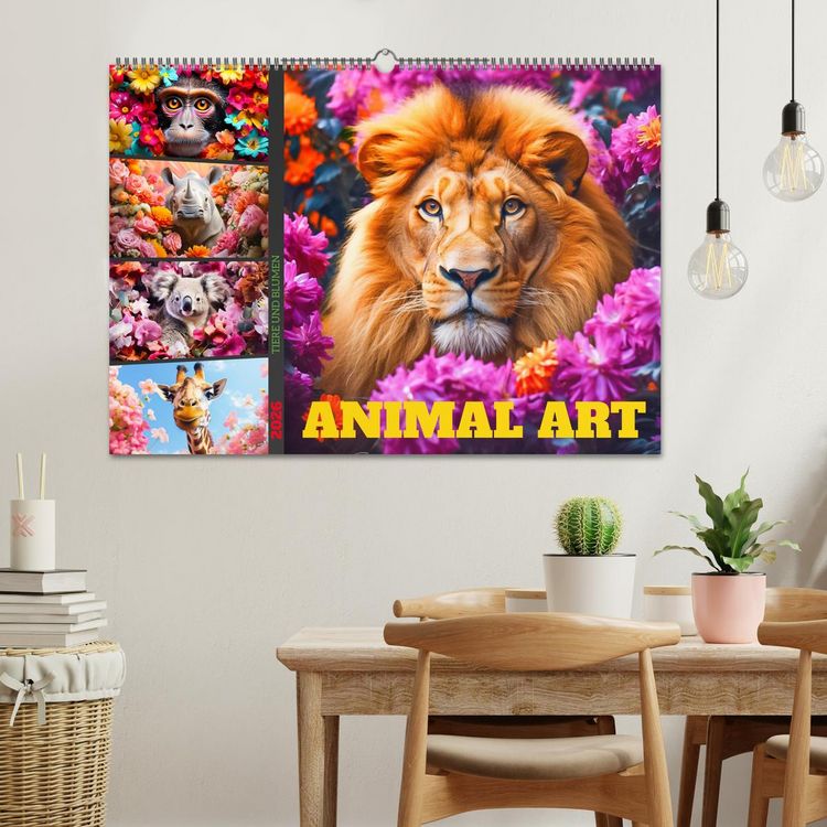 Produktbild: Animal Art - Tiere und Blumen (Wandkalender 2026 DIN A2 quer), CALVENDO Monatskalender