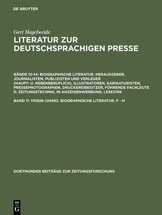 Produktbild: 110926-124562. Biographische Literatur. F - H