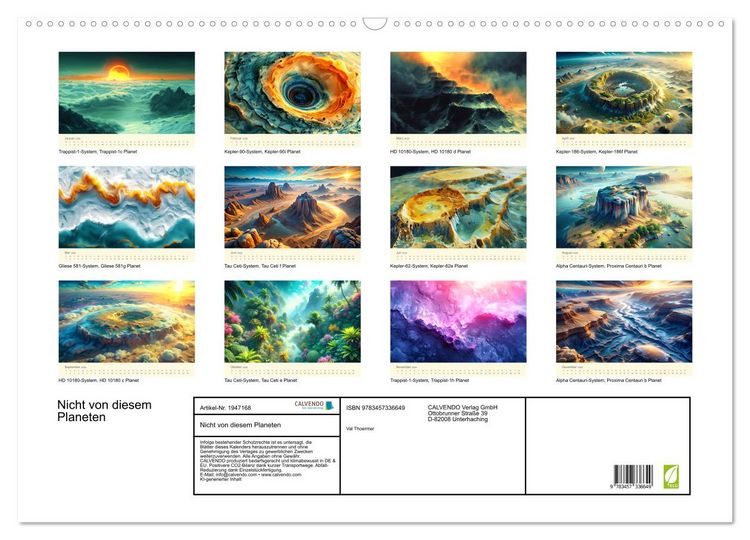 Produktbild: Nicht von diesem Planeten (Wandkalender 2026 DIN A2 quer), CALVENDO Monatskalender