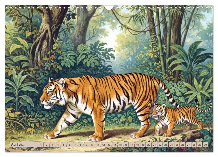Produktbild: Asiens Tiere im Stil alter Naturstudien (Wandkalender 2027 DIN A3 quer), CALVENDO Monatskalender