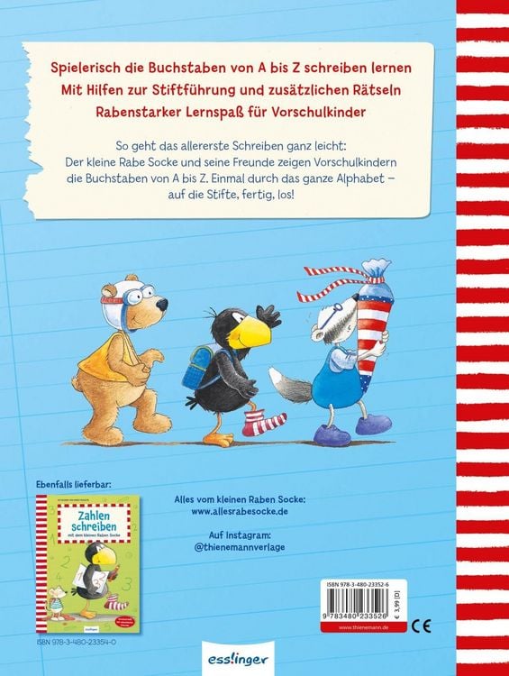 Produktbild: Der kleine Rabe Socke: Buchstaben schreiben mit dem kleinen Raben Socke