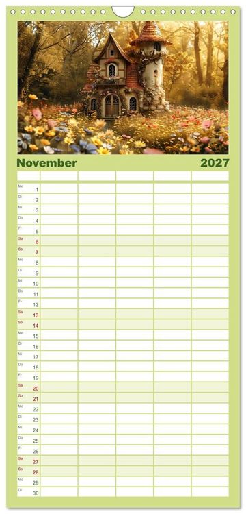 Produktbild: Familienplaner 2027 - Das kleine H&auml;uschen im Wald mit 5 Spalten (Wandkalender, 21 x 45 cm) CALVENDO