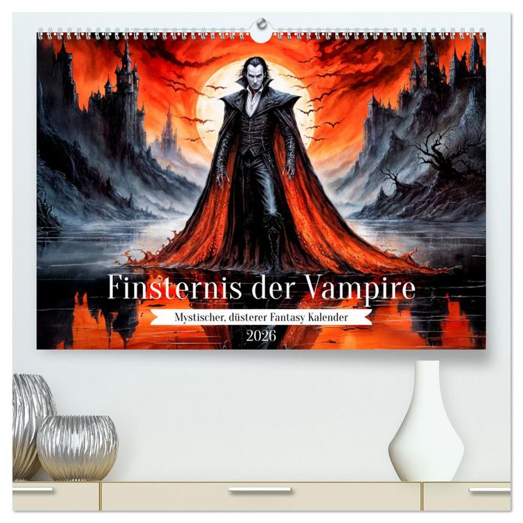 Produktbild: Finsternis der Vampire - Mystischer d&uuml;sterer Fantasy Kalender (hochwertiger Premium Wandkalender 2026 DIN A2 quer), Kunstdruck in Hochglanz