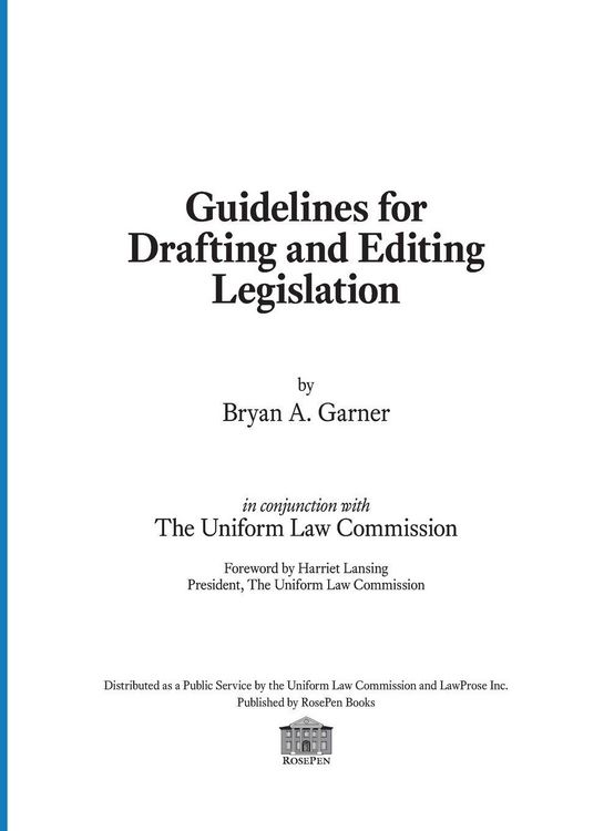 Produktbild: Guidelines for Drafting and Editing Legislation