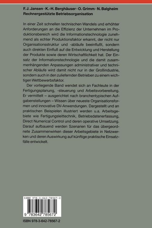 Produktbild: Rechnergest&uuml;tzte Betriebsorganisation