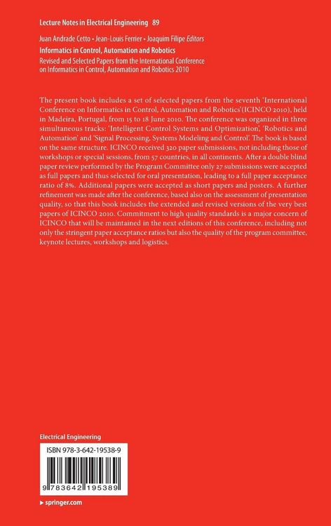 Produktbild: Informatics in Control, Automation and Robotics