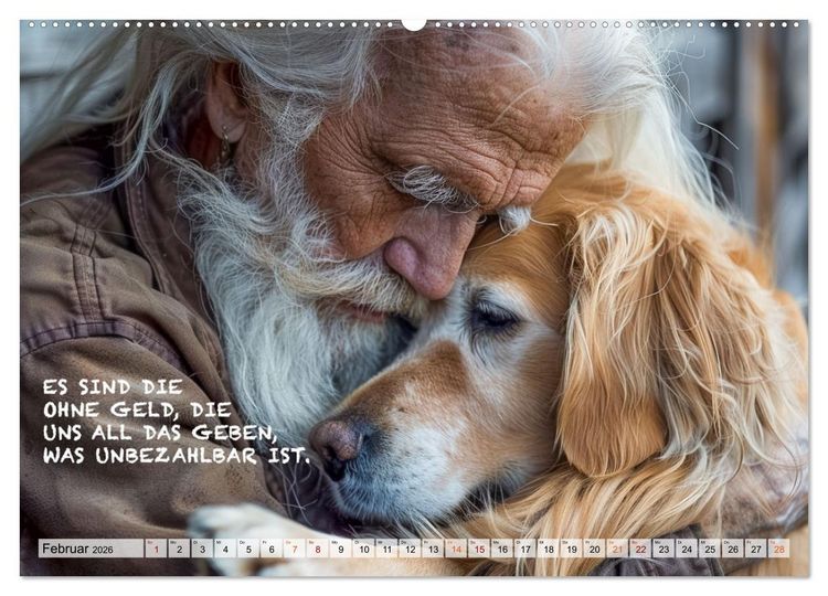 Produktbild: Hunde und ber&uuml;hrende Spr&uuml;che (Wandkalender 2026 DIN A2 quer), CALVENDO Monatskalender
