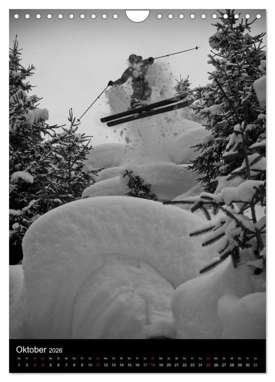 Produktbild: Monochrome Ski (Wandkalender 2026 DIN A4 hoch), CALVENDO Monatskalender