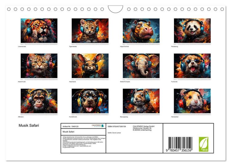 Produktbild: Musik Safari (Wandkalender 2026 DIN A4 quer), CALVENDO Monatskalender