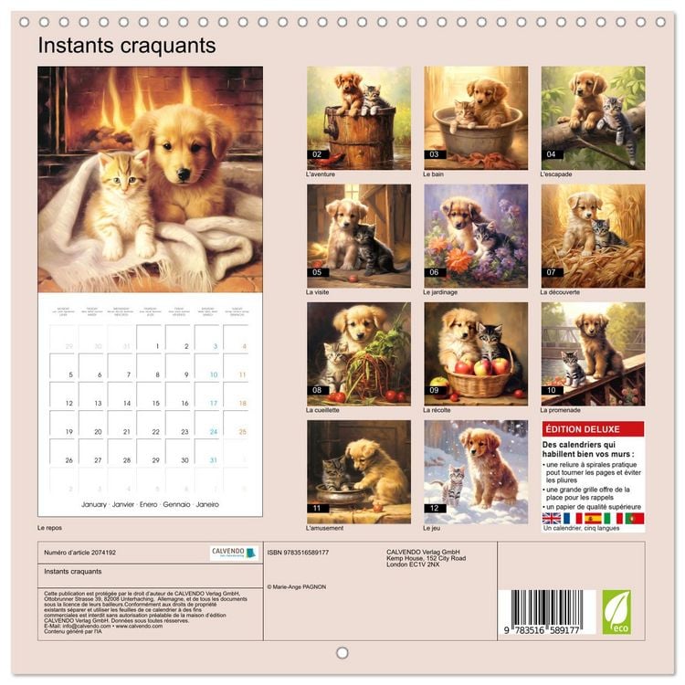 Produktbild: Instants craquants (Calendrier mural carr&eacute; 2026 30x30 cm) Calendrier double avec une page pour vos prises de notes