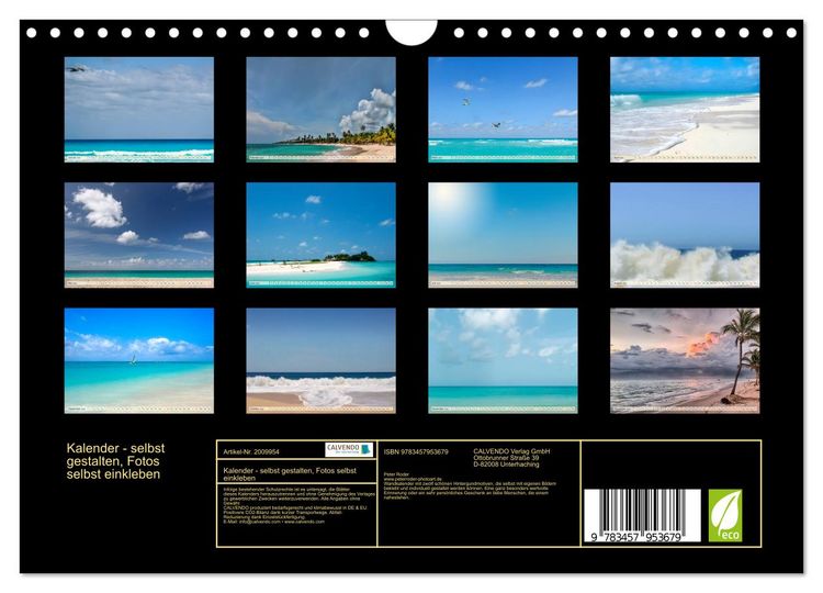 Produktbild: Kalender - selbst gestalten, Fotos selbst einkleben (Wandkalender 2026 DIN A4 quer), CALVENDO Monatskalender