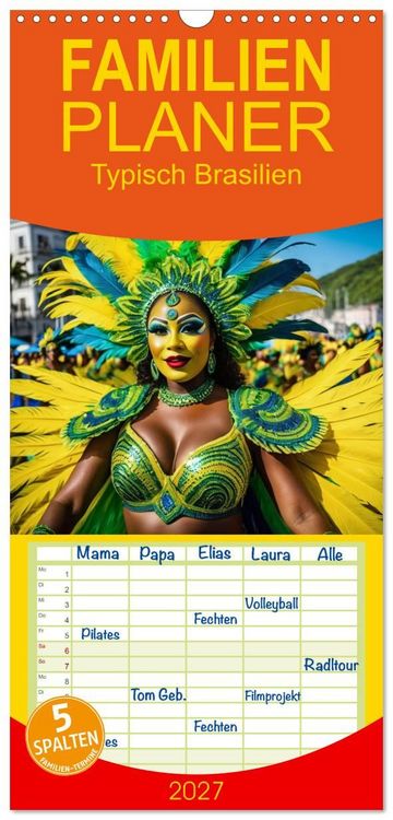 Produktbild: Familienplaner 2027 - Typisch Brasilien mit 5 Spalten (Wandkalender, 21 x 45 cm) CALVENDO