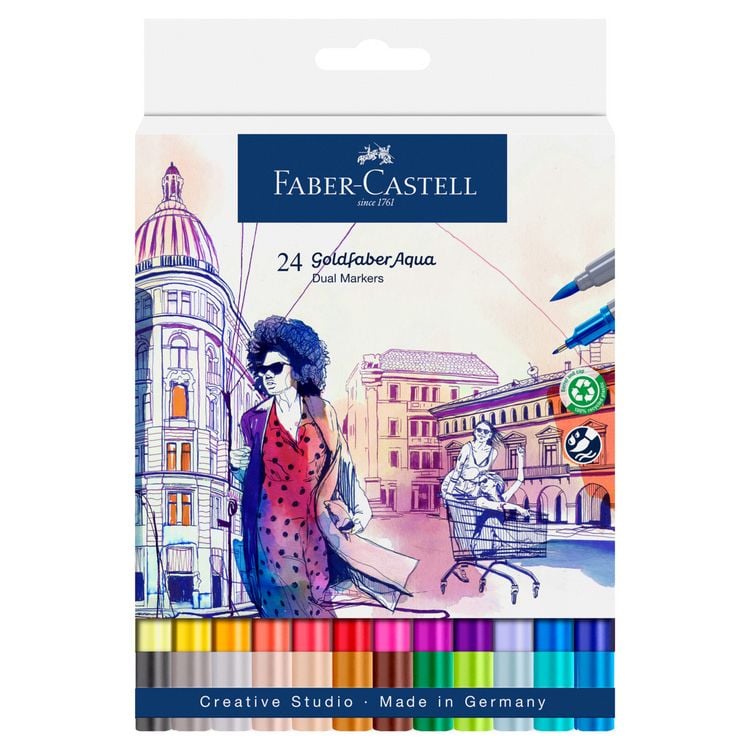 Produktbild: Faber-Castell Tuschestift Dual Marker Goldfaber Aqua, 24er Set
