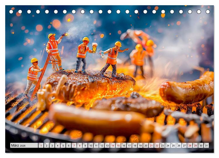 Produktbild: BBQ in Miniatur - Kleine Helden am Braten und Grillen (Tischkalender 2026 DIN A5 quer), CALVENDO Monatskalender