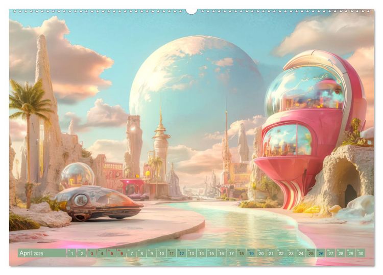 Produktbild: Fantasievolle Zukunftswelten - Science Fiction (Wandkalender 2026 DIN A2 quer), CALVENDO Monatskalender