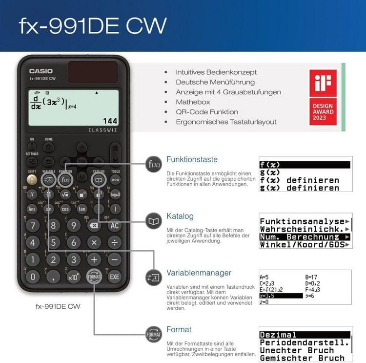 Produktbild: CASIO&reg; Schulrechner FX991DECW, ClassWiz