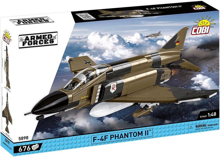 Produktbild: COBI Armed Forces 5898 - F-4F PHANTOM II, &Uuml;berschall-Mehrzweckjagdflugzeug, Ma&szlig;stab 1:48, Bausatz, 676 Klemmbausteine