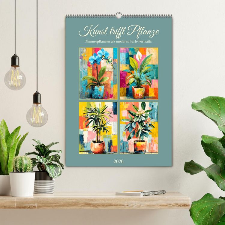 Produktbild: Kunst trifft Pflanze. Zimmerpflanzen als moderne Farb-Portraits (Wandkalender 2026 DIN A2 hoch), CALVENDO Monatskalender