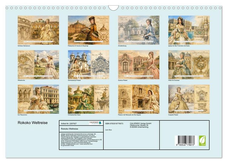 Produktbild: Rokoko Weltreise (Wandkalender 2027 DIN A3 quer), CALVENDO Monatskalender