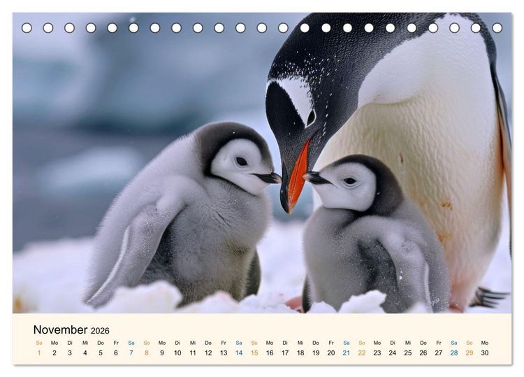 Produktbild: Tierkinder in Eis und Schnee (Tischkalender 2026 DIN A5 quer), CALVENDO Monatskalender