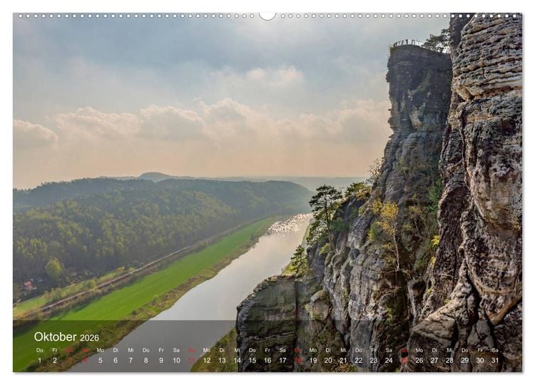 Produktbild: Elbsandsteingebirge - Rund um die Bastei (hochwertiger Premium Wandkalender 2026 DIN A2 quer), Kunstdruck in Hochglanz