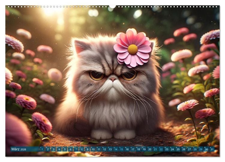 Produktbild: Katzenlaunen - Durch das Jahr mit Fluff und Grummeln (hochwertiger Premium Wandkalender 2026 DIN A2 quer), Kunstdruck in Hochglanz
