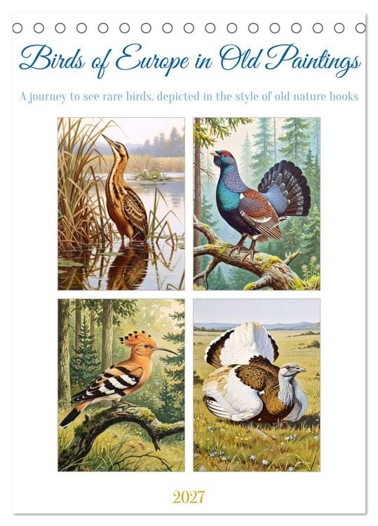 Produktbild: Birds of Europe in Old Paintings (Desk Calendar 2027 DIN A5 portrait), CALVENDO 12 Month DeskCalendar