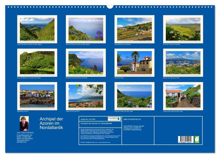 Produktbild: Archipel der Azoren im Nordatlantik (Wandkalender 2027 DIN A2 quer), CALVENDO Monatskalender