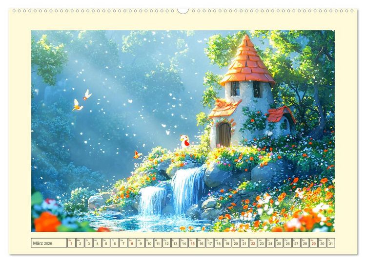 Produktbild: Willkommen im Wunderwald. Zauberhafte Abenteuer mit tierischen Freunden (hochwertiger Premium Wandkalender 2026 DIN A2 quer), Kunstdruck in Hochglanz