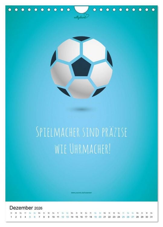 Produktbild: vollgeherzt: Der lustige Zitate-Wandkalender f&uuml;r Fu&szlig;ballfans und Sportbegeisterte! (Wandkalender 2026 DIN A4 hoch), CALVENDO Monatskalender