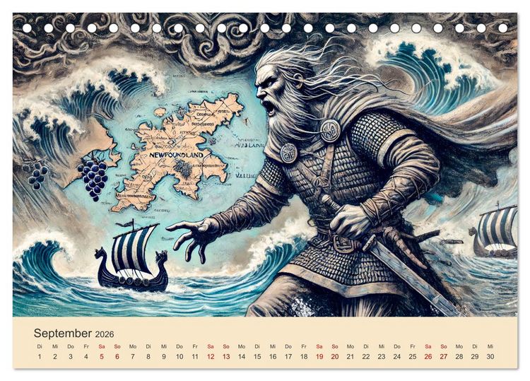 Produktbild: Die Wikingerzeit - Helden, K&ouml;nige und Entdeckungen (Tischkalender 2026 DIN A5 quer), CALVENDO Monatskalender