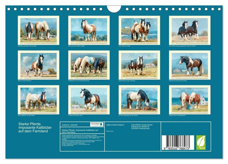 Produktbild: Starke Pferde. Imposante Kaltbl&uuml;ter auf dem Farmland (Wandkalender 2027 DIN A4 quer), CALVENDO Monatskalender