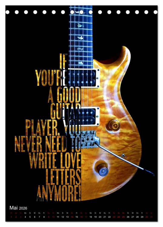 Produktbild: Rockgitarren Textposter (Tischkalender 2026 DIN A5 hoch), CALVENDO Monatskalender