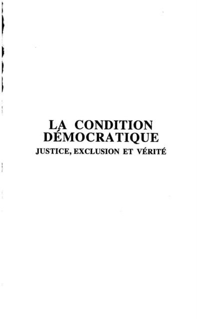 Produktbild: La Condition Democratique