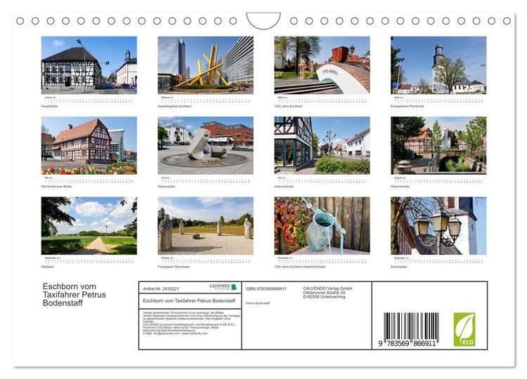 Produktbild: Eschborn vom Taxifahrer Petrus Bodenstaff (Wandkalender 2027 DIN A4 quer), CALVENDO Monatskalender