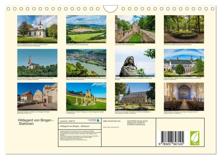 Produktbild: Hildegard von Bingen - Stationen (Wandkalender 2026 DIN A4 quer), CALVENDO Monatskalender