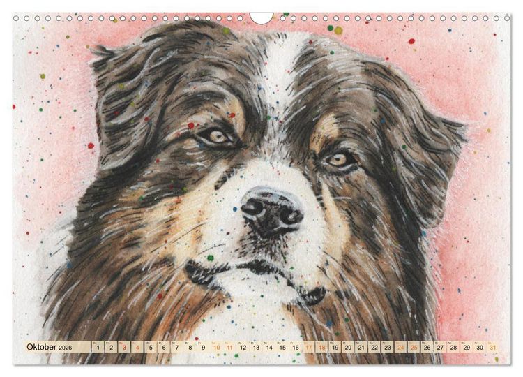 Produktbild: Hundeportr&auml;ts in Aquarell (Wandkalender 2026 DIN A3 quer), CALVENDO Monatskalender